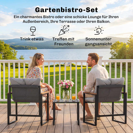 Ensemble bistro avec chaises et table rembourrées, noir/gris