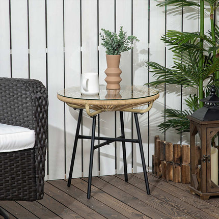 Round bistro table for garden or patio, black & beige, 50 cm