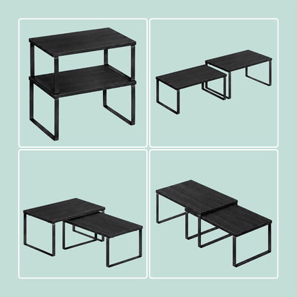 Ensemble de porte-épices réglable noir, 2 pièces en MDF et fer