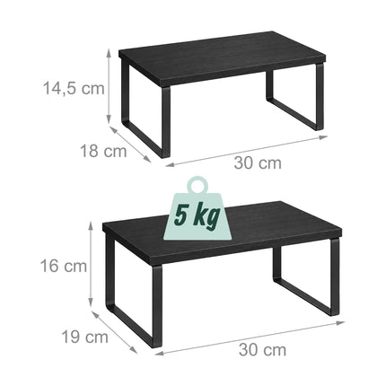 Ensemble de porte-épices réglable noir, 2 pièces en MDF et fer