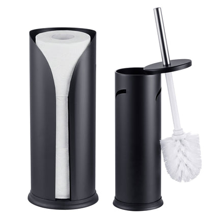 Ensemble de salle de bain noir : brosse WC et porte-rouleau de rechange