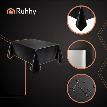 Schwarze Folientischdecke, 137x274cm, wasserdicht & wiederverwendbar