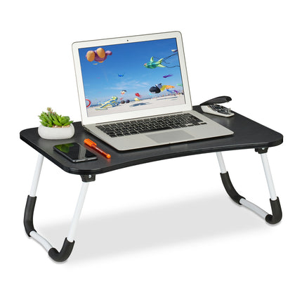 Bureau pliable noir pour ordinateur portable avec plateau de lit et cadre en fer