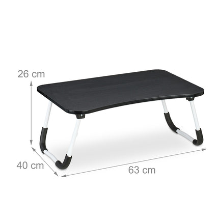 Bureau pliable noir pour ordinateur portable avec plateau de lit et cadre en fer