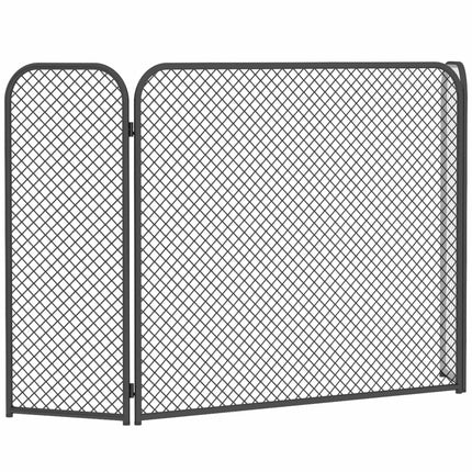 Pare-feu pliable géométrique noir – Métal, 3 panneaux