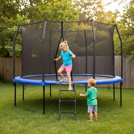 Échelle de trampoline à crochets noirs - Acier, facile à installer
