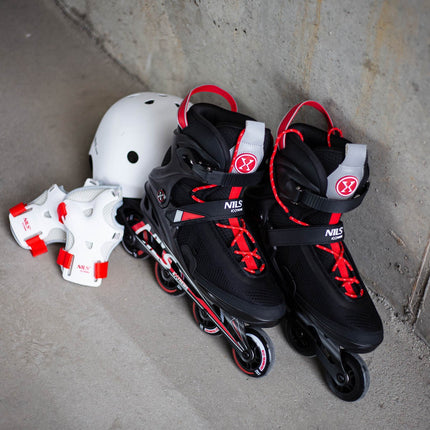 Schwarze Inlineskates, Größe 44, verstellbare Passform