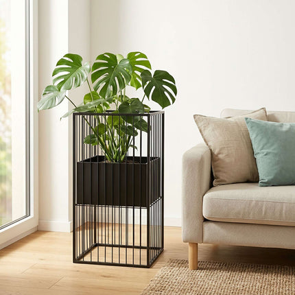 Support pour plantes en fer noir, 61 cm – Design moderne en treillis