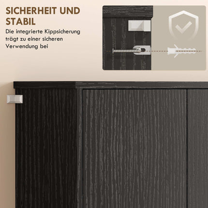 Schwarzer Küchenschrank mit verstellbaren Einlegeböden
