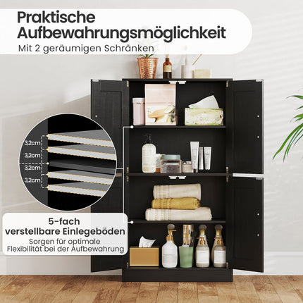 Schwarzer Küchenschrank mit 4 Türen und verstellbaren Einlegeböden