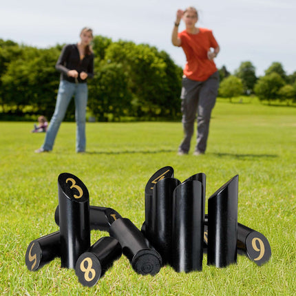 Schwarzes Kubb-Spiel mit Tasche