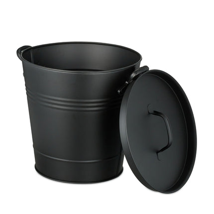 Seau à cendres en métal noir avec couvercle - 19 litres