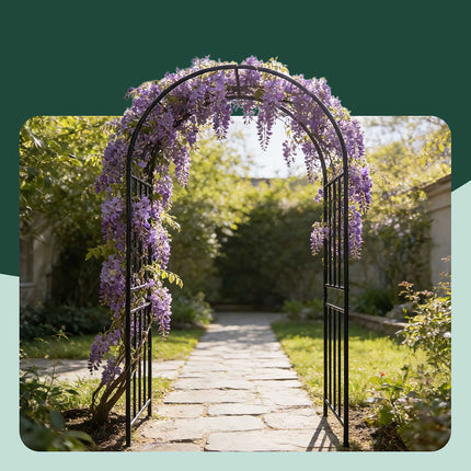 Arche de jardin en métal noir pour plantes grimpantes