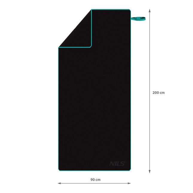 Serviette en microfibre noire, 200x90 cm
