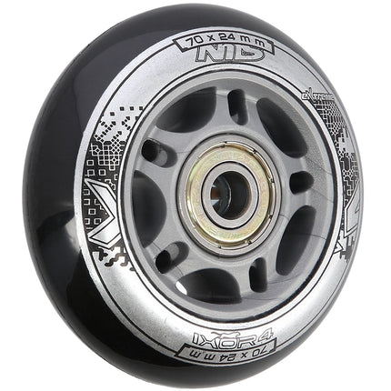 Ensemble de roues noires en PU 70x24 82A et roulements ABEC-9