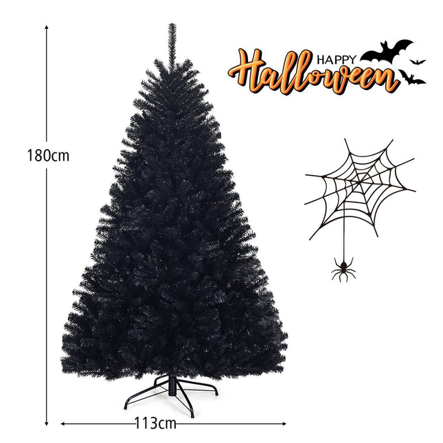 Sapin de Noël Halloween en PVC noir, 180 cm, pliable