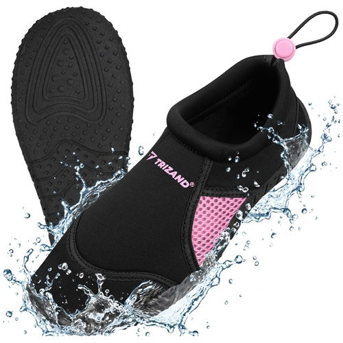 Chaussures aquatiques noires et roses, pointure 39, antidérapantes, semelle de 5 mm