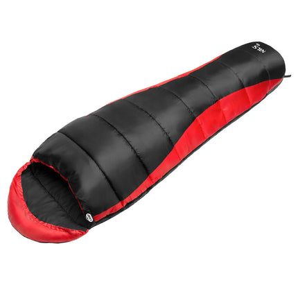 Sac de couchage noir-rouge, léger et compact