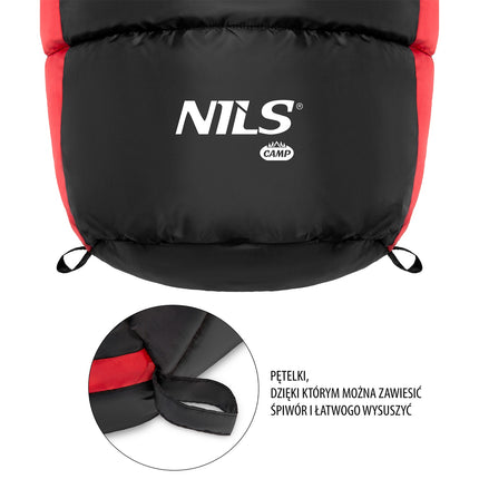 Sac de couchage noir-rouge, léger et compact