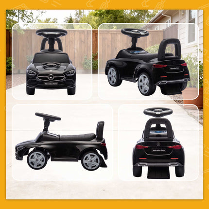 Black Ride-On Car for Kids 18-36 Months with Horn & Storage