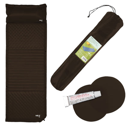 Tapis de camping autogonflant noir, compact et portable