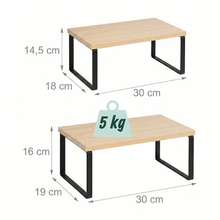 Ensemble de 2 étagères à épices noires – MDF réglable et fer