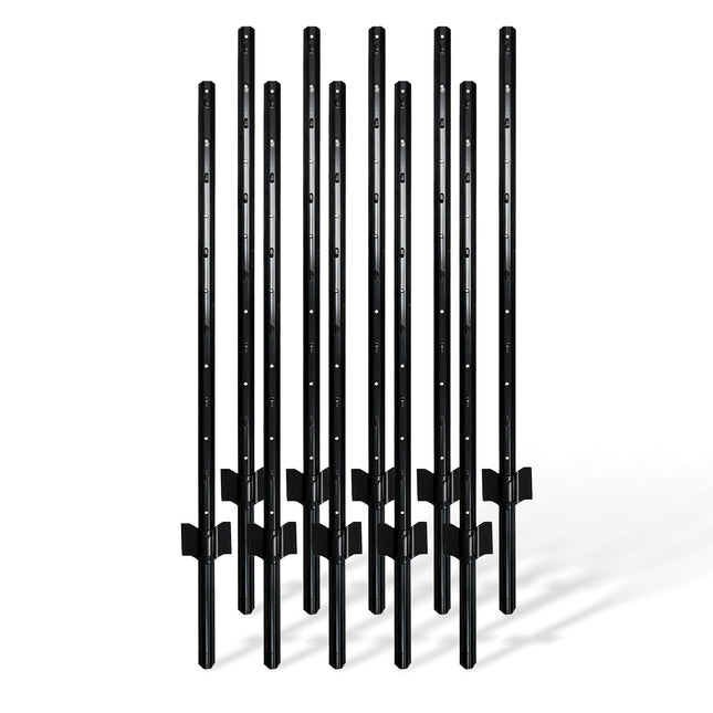 Schwarze Stahlzaunpfosten, 90 cm, 10er-Set