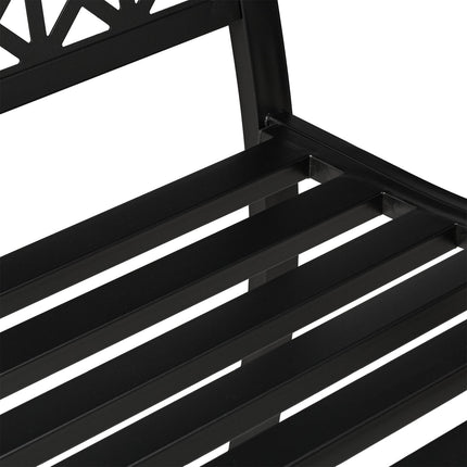 Banc de jardin en acier noir - Design géométrique