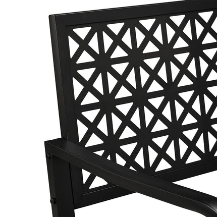 Banc de jardin en acier noir - Design géométrique