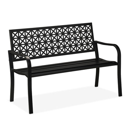 Banc de jardin en acier noir - Design géométrique