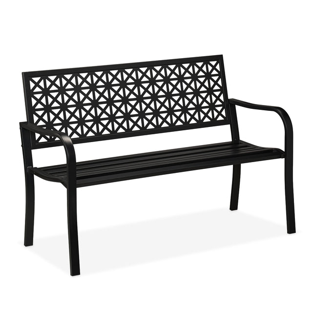 Banc de jardin en acier noir - Design géométrique