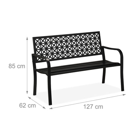 Banc de jardin en acier noir - Design géométrique