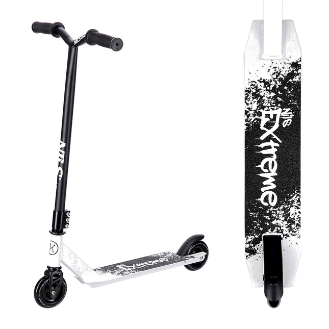 Trottinette acrobatique noire, haute performance, conception durable