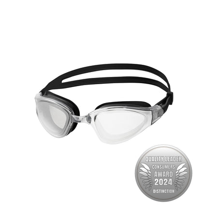Schwarze Schwimmbrille, Antibeschlag, UV-Schutz