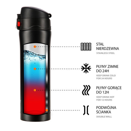 Tasse isotherme noire, 10 oz, isolée