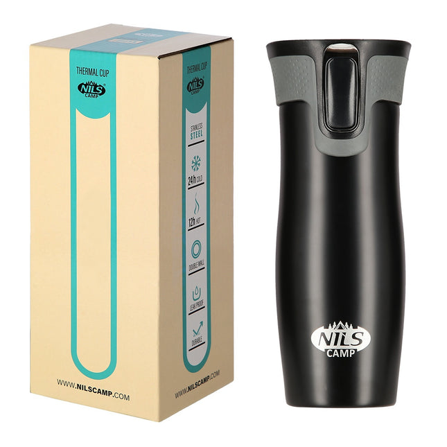 Tasse isotherme noire, 300 ml, à double paroi