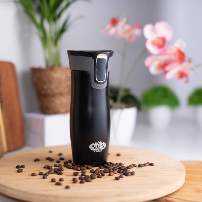 Tasse isotherme noire, 300 ml, à double paroi