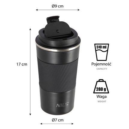 Tasse isotherme noire en acier inoxydable, 255 ml