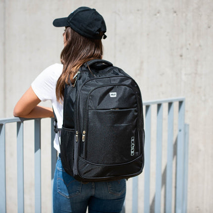Sac à dos urbain noir, résistant, spacieux, unisexe