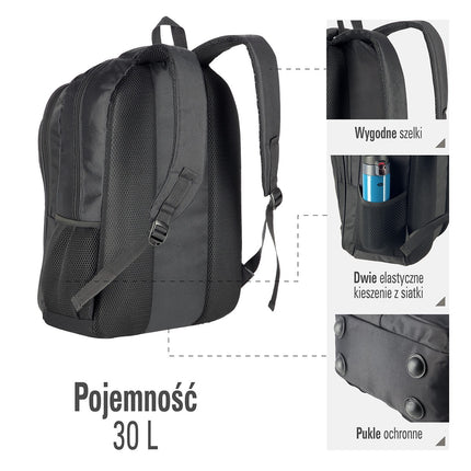 Sac à dos urbain noir, résistant, spacieux, unisexe