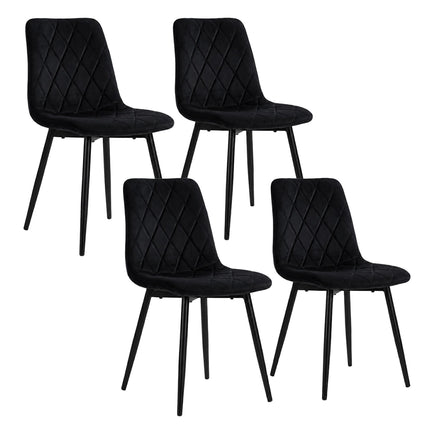 Chaises de salle à manger en velours noir, ensemble de 4 – Sièges rembourrés modernes