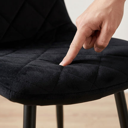 Chaises de salle à manger en velours noir, ensemble de 4 – Sièges rembourrés modernes