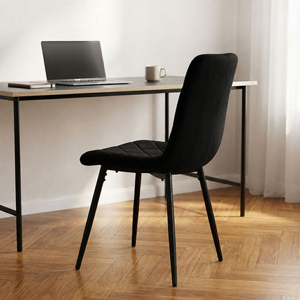 Chaises de salle à manger en velours noir, ensemble de 4 – Sièges rembourrés modernes