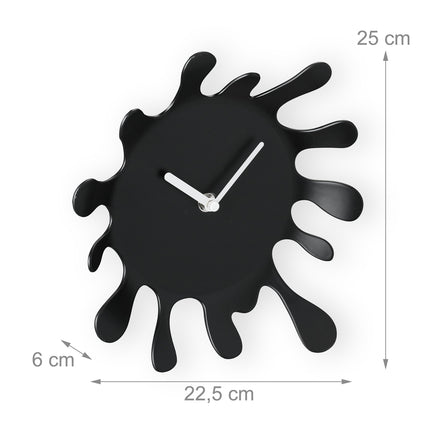 Horloge murale noire, design unique en forme d'éclaboussure