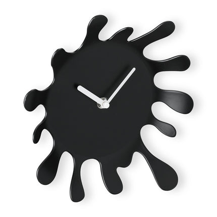 Horloge murale noire, design unique en forme d'éclaboussure