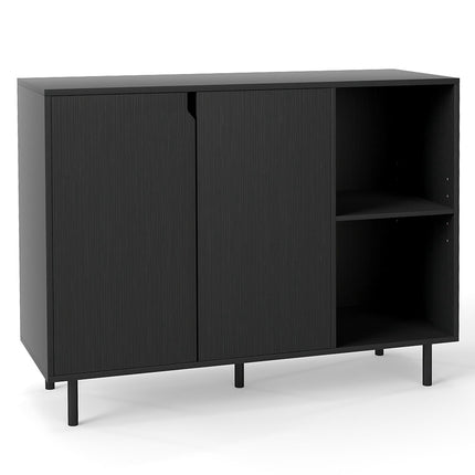 Schwarzes Sideboard aus Holz mit verstellbaren Einlegeböden und Türen