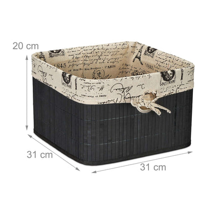 Panier de rangement en bambou noir