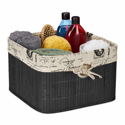 Panier de rangement en bambou noir