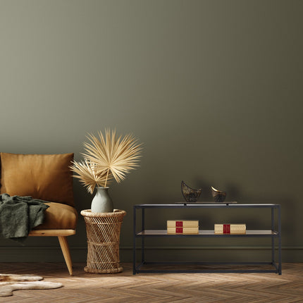 Table basse noire avec plateau en verre
