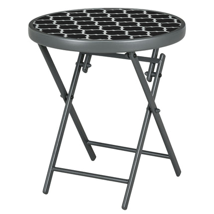 Klappbarer Beistelltisch mit schwarzer Glasplatte – 45x45x50 cm Camping